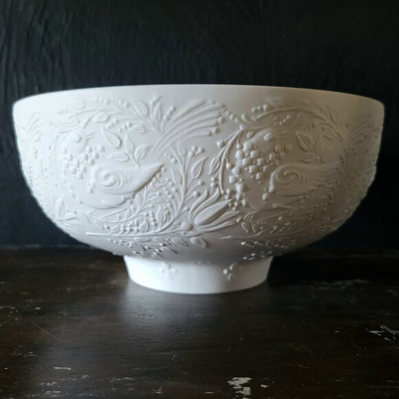 Björn Wiinblad For Rosenthal Studio Linie White Porcelain Bowl w/ Floral & Bird - Picture 2 of 6